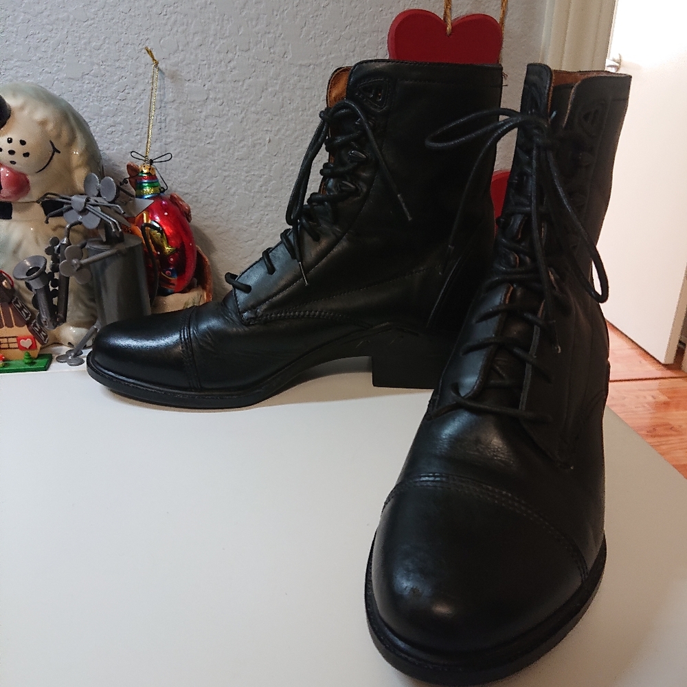 Ariat Black Leather Scout Paddock Lace Up Boots 10